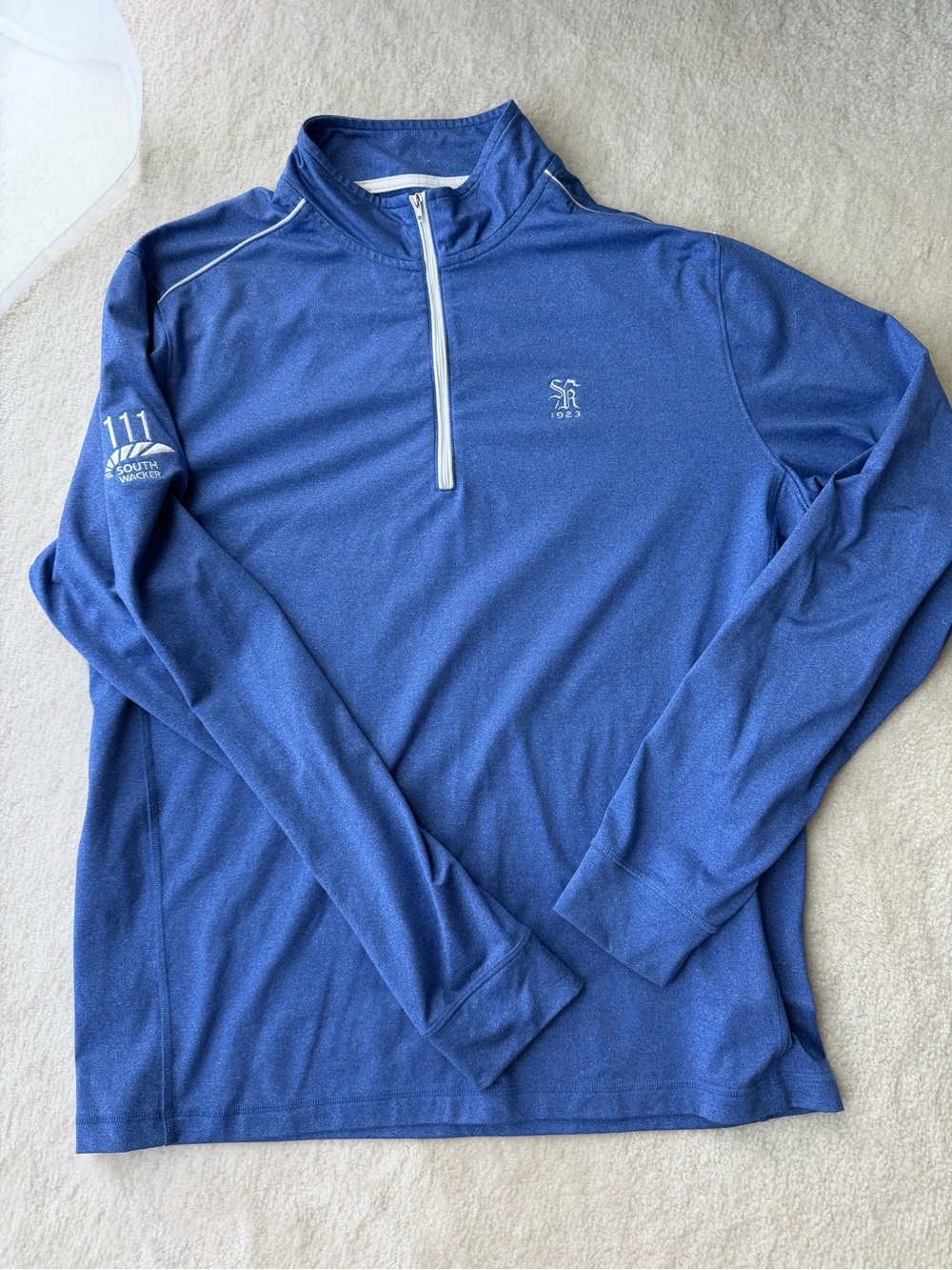johnnie-O Men's Blue White Quarter-Zip Pullover 111 South Wacker